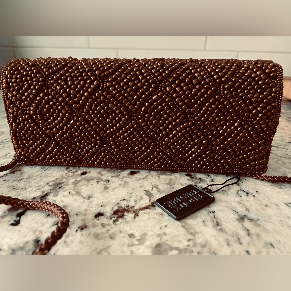 Evening Purse/Clutch NWT, with Bronze Pearls.
